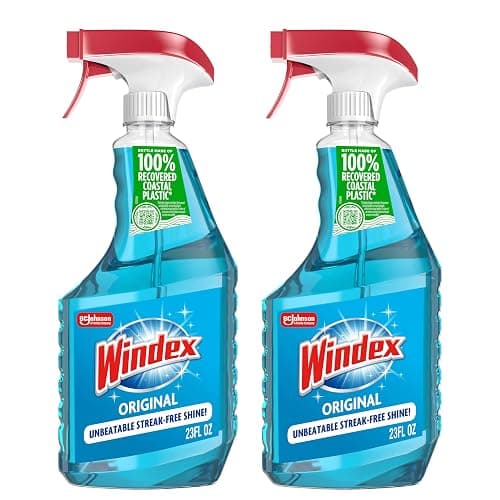 Windex Glass and Window Cleaner Spray Bottle, Packaging Designed to Prevent Leakage and Breaking, Surface Cleaning Spray, Original Blue Scent, 23 Fl Oz (Pack of 2) - Image 1