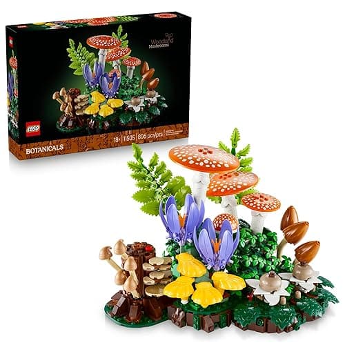 LEGO Botanicals Woodland Mushrooms - Building Set for Adults, Ages 18+ - Mushroom Decor for Home Office or Desk - Gifts for Women & Men - Craft Activity - 11505 - Image 1