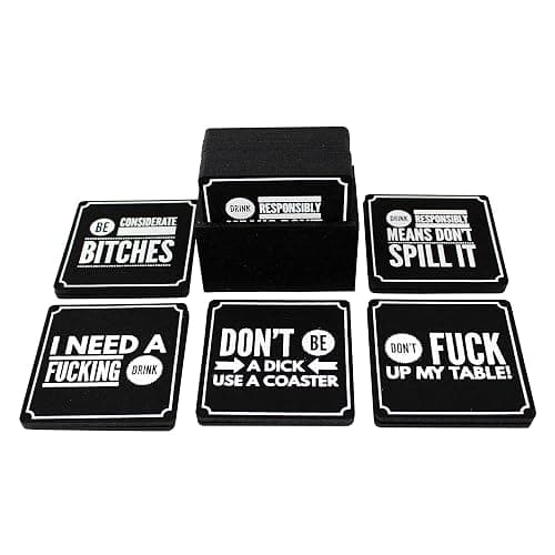 Summit One Funny Coasters for Drinks, Set of 10 (4 x 4 Inch, 5mm Thick) - Bar Accessories for The Home Bar Set, Absorbent Felt Drink Coasters - Man Cave Accessories - Image 1