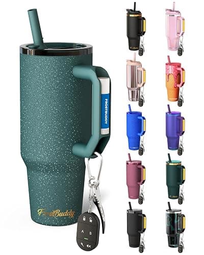Thicc Buddy - 40 oz Stainless Steel Vacuum Insulated Tumbler with Lid and Straw for Water - Travel Mug Cupholder Friendly - Gifts for Women Men Him Her (Emerald Glitz) - Image 1