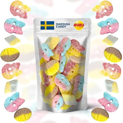 Bubs Swedish Candy Mix - Big Ovals, Skulls, and More - Sweet and Sour Swedish Gummies - 1 Pound of Godis From Sweden - Image 1