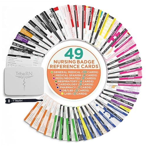 BadgeGuru by Tribe RN - 52 Cheat Sheets on 26 Nurse Badge Cards - Designed by Nurses, for Nurses - Essential for Nurses and Nursing Students - Bonus Access to Our Digital Resource Library - Vertical - Inverted - Image 1