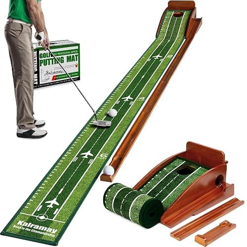 Kalramay Putting Green Indoor Golf Putting Mat – Easy to Assemble with Automatic Ball Return, Wrinkle-Free Close to Real Green Speed, Suitable for Office, Recreation Room, Patio – Ideal Gift - Image 1