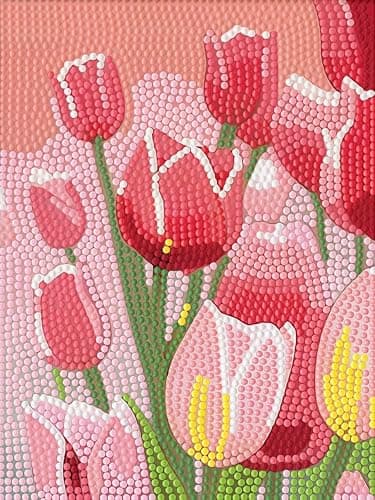 CSZPPQAF 5D Diamond Painting Kits for Adults, Flower Tulips Diamond Art Kits for Adults Beginner, DIY Full Drill Gem Art Paint by Diamonds Dots Crafts Kits for Home Decor 12x16Inch - Image 1