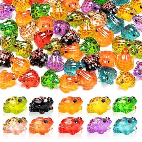 Exasinine 50Pcs Luminous Mini Resin Frog 10 Colors Miniature Frog Figurines Tiny Animals for Crafts Fairy Garden Micro Moss Landscape Aquarium - Image 1