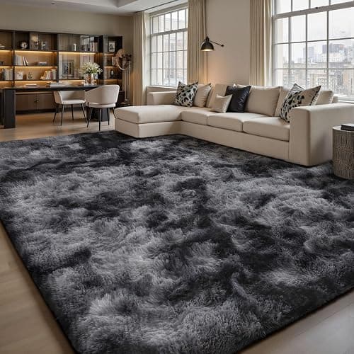 Sour Lemon Rugs Living Room 160x230cm, Grey Area Rugs for Bedroom, Washable Anti Slip Extra Large Shaggy Soft Rug Fluffy Modern Floor Carpets Mat Beside Carpet for Kids Living Room - Image 1