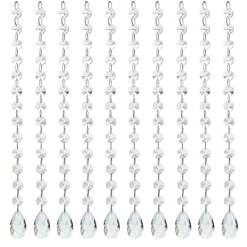 KANPURA 1ft 10pcs Teardrop Crystals Garland,Crystal Teardrop Chandelier Replacement,Hanging Glass Crystals for Chandelier, Christmas Tree, Wedding Decor(Clear) - Image 1