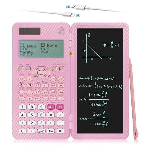 Scientific Calculators for College Students, IPepul Pink Desktop Math Solar Calculator with Notepad,991EX Type-C Rechargeable 552 Functions, School Supplies for Middle High School and Students(Pink) - Image 1