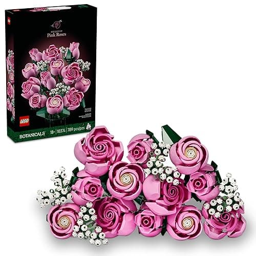 LEGO Botanicals Bouquet of Pink Roses Artificial Flowers - Building Blocks for Adults, Ages 18+ - Flowers for Home Office, Shelf or Room Decor - Gift for Women & Men - 10374 - Image 1