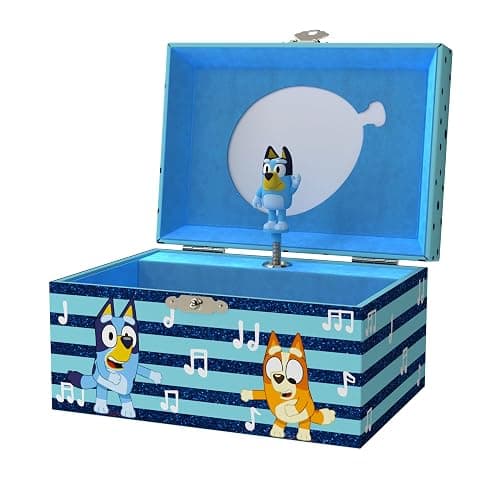Mini Treasures Bluey Jewelry Box for Girls - Musical Jewelry Box with Spinning Figurine, Bluey Toys for Kids Ages 3-5 - Plays Bluey Theme Song - 6 x 4.7 x 3.5 in - Image 1