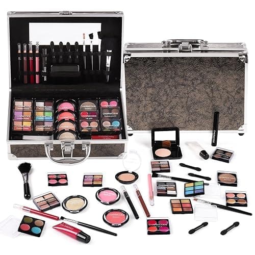 Makeup Kit for Teen Girls & Women Full Kit, Beauty Train Case with Starter Cosmetics Set, Make Up Valentine's Gift Box with Eyeshadow,Lipgloss,Highlight,Blush,Lip&Eye Pen,Brush & More(GoldenBrown) - Image 1