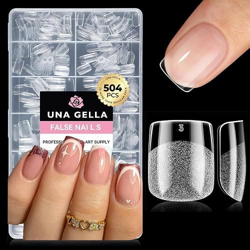 UNA GELLA Square Nail Tips Extra Short 504pcs Fake Nails Pre-shaped | XS Short Square Press on Nails Gel Tips Full Cover Acrylic Nails False Nails for DIY Salon 12 Sizes - Image 1