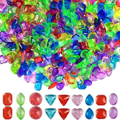 ROYHOO 150PCS Pool Diving Gems Toys, Colorful Crystals Pirate Treasure Jewels Acrylic Gems Plastic Diamonds Gemstones for Vase Filler Summer Beach Toys Home Decor Party Favors - Image 1