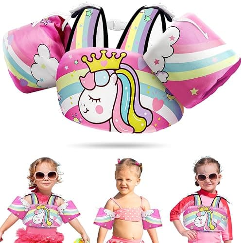 Vvinca Separable Toddler Swim Vest Fit 22-66 Lbs(1-6 Years)|2025 Newest 3 in 1 Pool Float & Arm Bands Boys and Girls, Adjustable Sturdy Safety for Infant 1 2 3 4 5 6 Year - A-Princess - Image 1