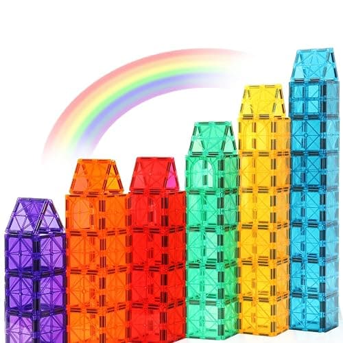 Gemmicc Magnetic Tiles, Magnet Toys Building Blocks for Kids, STEM Approved Educational Toys,Magnet Puzzles Stacking Blocks for Boys Girls,72 PCS Advanced Set - Image 1