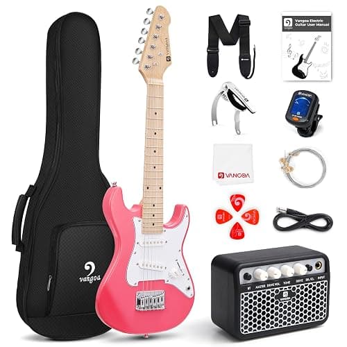 Vangoa 30 Inch Electric Guitar for Beginner Kit with Amp, Bag, Strap, Extra Strings, Capo, Tuner, Picks, Cable (Pink) - Image 1