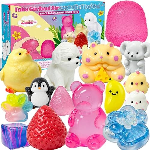 15pcs Taba Squishy Toys Kit, Squishy Fidget Toys for Kids & Adults, Kawaii Squishies Stress Relief Squeeze Toys Classroom Party Favors for Kids 4-8 8-12, Sensory Fidget Birthday Gifts for Boys & Girls - Image 1