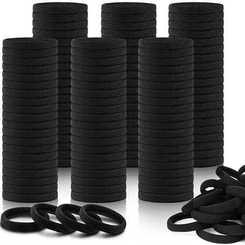 150PCS Hair Ties, IKOCO Black Hair Ties for Women No Damage, Cotton Seamless Ponytail Holders for Thick Hair - Image 1