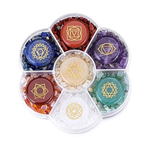 CrystalTears 7 Chakra Crystal Stones Natural Reiki Healing Crystals Gemstones with Engraved Chakra Symbol Tumbled Polished Chakra Stone Kit for Meditation Crystal Therapy Gift for Christmas - Image 1