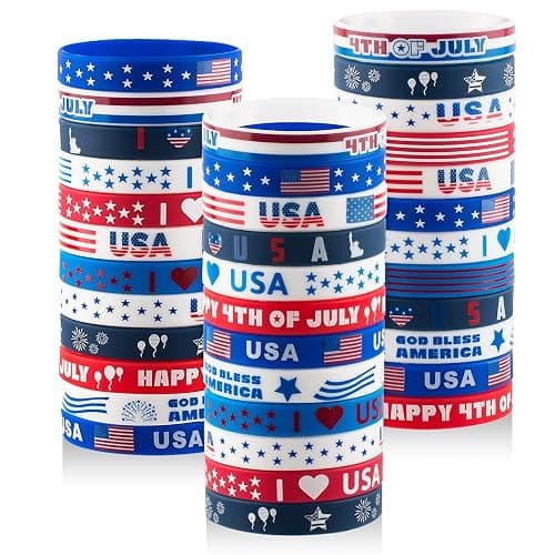 hexiaoxiao 36pcs 4th of July Rubber Bracelets Silicone Wristbands for independence day decorations Supplies fourth of july Party Favors for kids&teens Classroom Prizes Gifts - Image 1