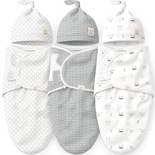 KeaBabies 3-Pack Organic Swaddles for Newborns Girls, Boys with Hats - Soft Cotton Baby Sleep Sacks 0-3 Months, Breathable Baby Hats and Swaddles 0-3 Months, Newborn Essentials Must Haves (Nordic) - Image 1