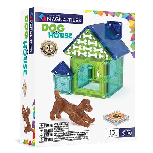 MAGNA-TILES Dog House 13-Piece Magnetic Construction Set, The Original Magnetic Building Brand - Image 1