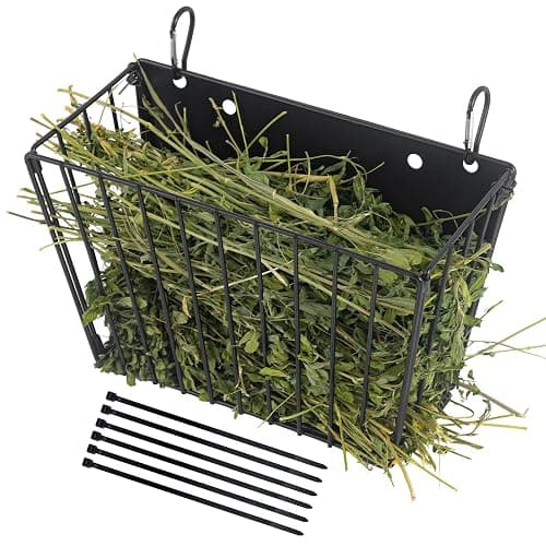 Rabbit Hay Feeder, with Heavy-Duty Metal Frame, Hay Holder for Rabbits - for Rabbits, Bunny, Guinea Pigs, Chinchillas, 9.6x4.5x6.3 inch - Black-1PCS - Image 1