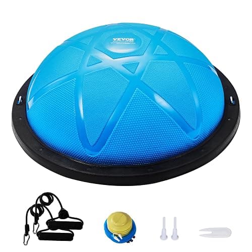 VEVOR Half Exercise Ball Trainer, 23/26 inch Balance Ball Trainer, 1500lbs Capacity Stability Ball, Yoga Ball with Resistance Bands & Foot Pump, Strength Fitness Ball for Home Gym Full Body Workout - Image 1