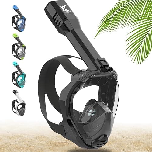 Khroom Full Face Snorkel Mask for Adults | Unique CO2 Safe Valve System | 3X Larger Snorkel for Easy Breathing | Premium Snorkel Gear for Adults | Scuba Mask for Adults - up to 5'7" (S/M) - Black - Image 1