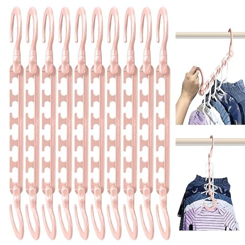 Wonder Hanger Max 10-Pack Space Saving Hangers, Reinforced Hooks Swivels 360°, Cascading Hanger, Teens, College Dorms, Kids & Closet Organizer, Assembled – Pastel Pink - Image 1