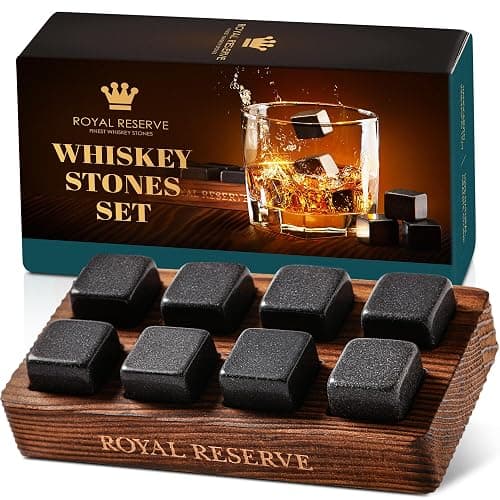 Whiskey Stones Gift Set by Royal Reserve – Artisan Crafted Reusable Chilling Rocks for Scotch – Stocking Stuffer for Men - Bourbon Gifts for Husband Dad Boyfriend Guy - Image 1