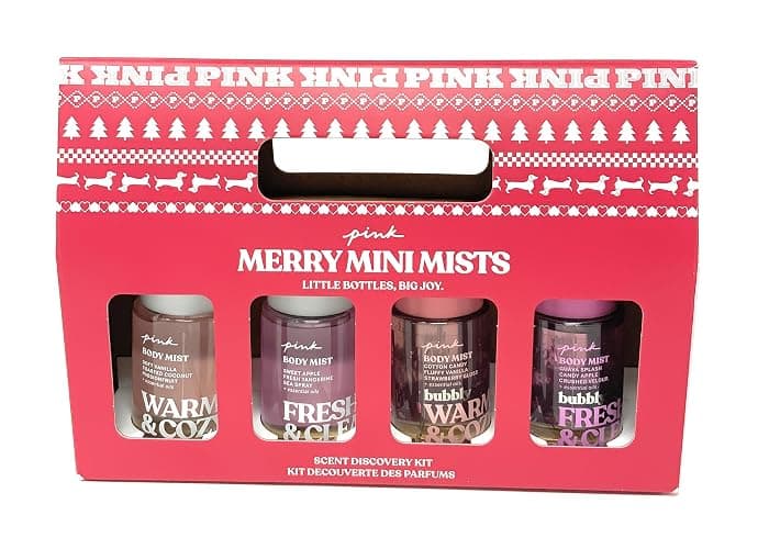 Victoria's Secret PINK Merry Mini Mist 4pc Gift Set Warm & Cozy, Fresh & Clean, Bubbly Warm & Cozy, Bubbly Fresh & Clean - Image 1