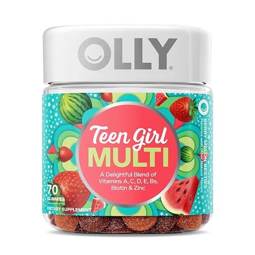 Olly Teen Girl Multi Gummy, Healthy Skin and Immune Support, 15 Essential Vitamins, Biotin, Zinc, Calcium, Chewable Multivitamin, Berry Melon, 35 Day Supply, 70 Count - Image 1