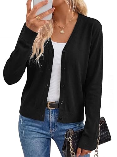 Arach&Cloz Women's Wool Blend Business Casual Fall Cardigan Sweaters Tops | Lightweight & Breathable, Long Sleeves, V-Neck, Button Down, Business Casual Outfits, Teacher's Wear, Fall Clothes - Image 1