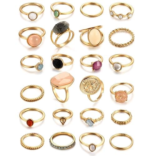 iF YOU 25 Pcs Gold Knuckle Ring Set for Women, Chunky Stackable Finger Midi Rings, Silver Simple Stacking Cute Rings Pack Trendy Stuff Jewelry Christmas Gift - Image 1