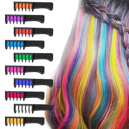 BATTOP 10PCS Hair Chalk Comb Temporary Bright Hair Color Cream for Girls Kids Women Gifts for Halloween Makeup Birthday Washable - Image 1