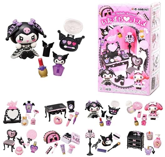 Hamee RE-Ment Hello Kitty and Friends Blind Box Diorama Miniature Figure Set for Birthday Gift, Party Favor, Collectible Toy, Sanrio Fan (My Melody & Kuromi Cosmetics) – 1 Pc. Mystery Set - Image 1