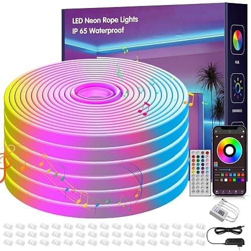 NBBUFF 100FT Led Neon Rope Lights Music Sync, RGB Led Strip Lights Outdoor, Neon Led Light Strip with Remote & App Control, DIY Flexible Led Lights for Bedroom, Gaming, Party, Room Decor (2 * 50FT) - Image 1