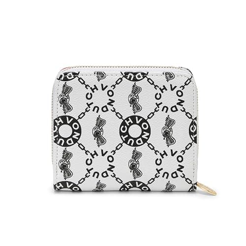 Von Dutch Zip-Up Wallet with ID Window, Vegan Leather, Slim Unisex Design for Men & Women (Monogram - Cream) - Image 1