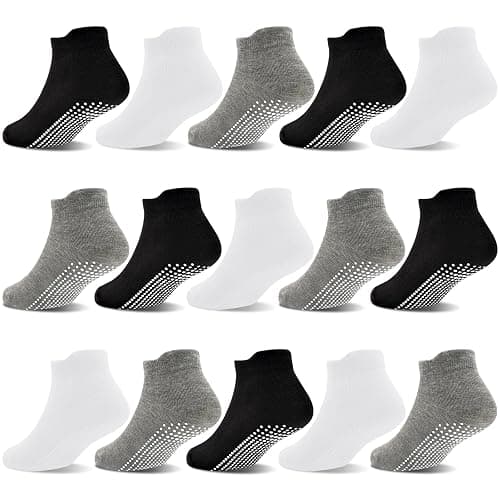 GRPSKCOS Non Slip Toddler Socks 15 Pairs Toddler Grip Anti Skid Low Cut Socks for 1-7 Years Boys Girls - Image 1