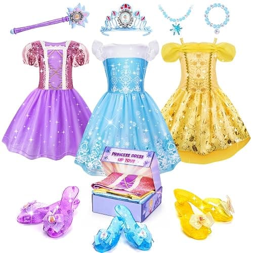 Meland Princess Dress Up for Girls Age 3 4 5 6, Dress Up Clothes with Shoes Toy, Birthday Christmas Gift for Toddler Girls - Image 1