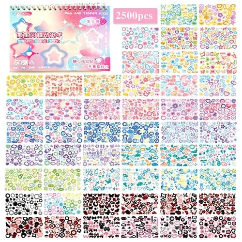 2500PCS Kpop Photocard Stickers Book - Glitter, Butterfly, Heart, Ribbons Deco Stickers for Kids, Girls, Boys - Image 1