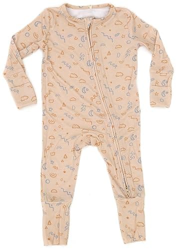 Organic Baby Bamboo Rompers with 11 Signature Prints - Infant Zipper Jumpsuits - 0-3 Months - Milestones - Image 1