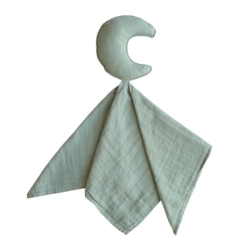 mushie Moon Security Blanket | Baby Lovey | 100% Organic Muslin Cotton (Roman Green) - Moon (Roman Green) - Image 1