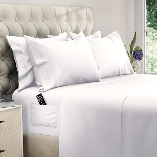 DREAMCARE King Size Sheets Set – 6 pcs Cooling Bed Sheets – up to 15” Deep Pocket King Sheet Set – 2500 Supreme Collection – Extra Soft 100% Brushed Microfiber Hotel Luxury with Side Pocket – White - Image 1