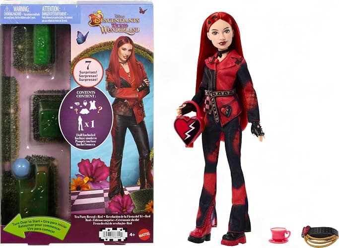 Mattel Disney Descendants: Wicked Wonderland Tea Party Reveal with 7 Surprises, a Red Fashion Doll in Movie Inspired Clothes & Accessories - Image 1
