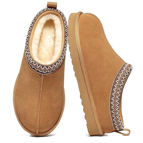 Litfun Women's Fuzzy House Slippers Genuine Suede Fluffy Winter Slipper Cozy Furry Warm Shoes Indoor/Outdoor - Image 1