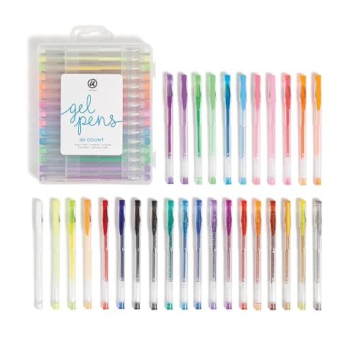 U Brands Metallic Gel Pens, Set of 30, Assorted Point Sizes, Glitter, Pastel, Neon and Classic Assorted Colors - Image 1