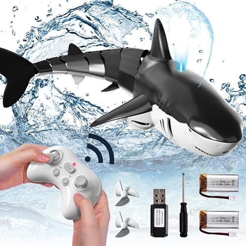 Bennol 2.4Ghz Remote Control Shark Toys for Boys Kids, 1:18 Scale High Simulation Shark for Pool, Electric RC Shark Fish Toys with Light & Spray Water Function for 4 5 6 7 8 9 Year olds Kid Boys Girls - Image 1