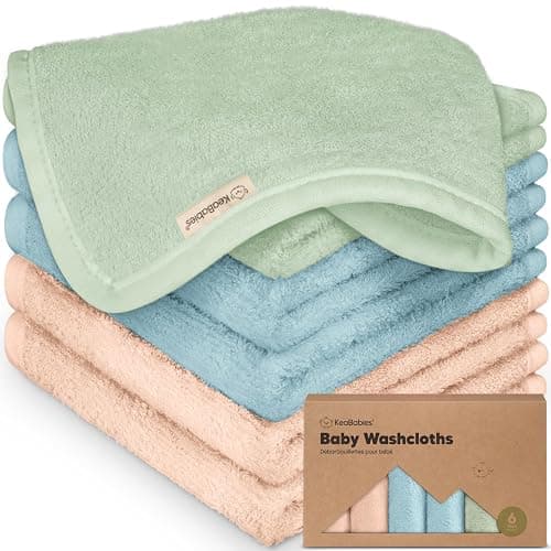 6-Pack Organic Baby Washcloths - Soft Viscose from Bamboo Washcloth, Baby Wash Cloths, Baby Wash Cloth for Newborn, Kids, Bath Baby Towels, Face Towel, Face Cloths for Washing Face (Mellow) - Image 1